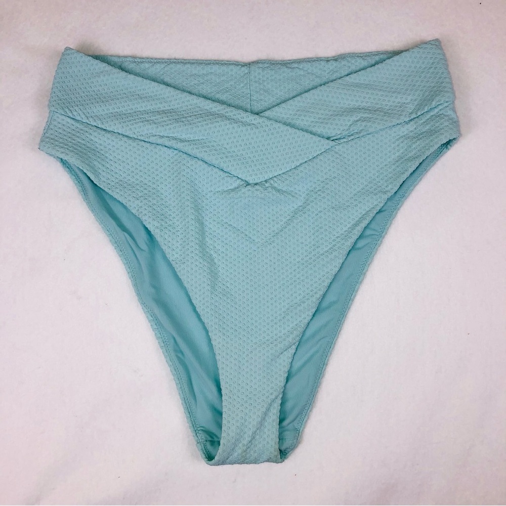 Aerie Light Blue Textured Crossover Swim Bikini Bottom Sz XXL (S1)